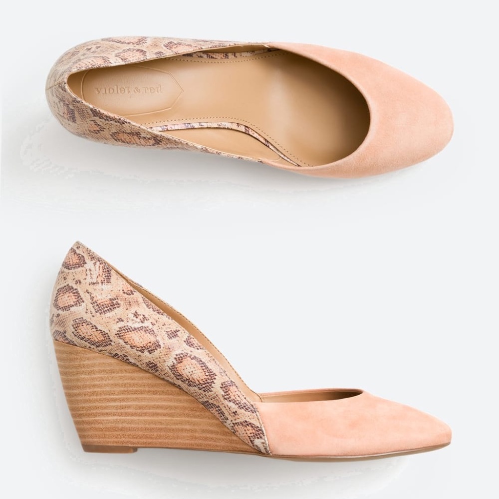 VIOLET & RED Palace Mixed Material Wedge 7.5